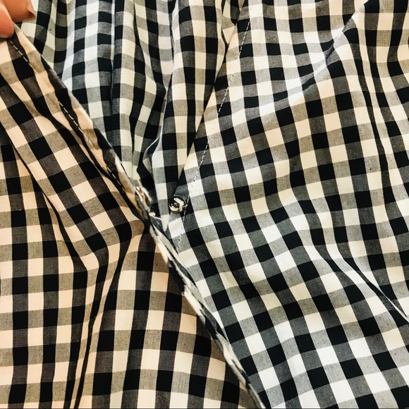 Madewell Gingham Black White Wrap Top Tie M - Picture 3 of 9